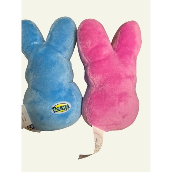 Plush Peeps Bunny Set Blue  Pink 6" Tall Soft Polyester Kids Toy Or Decor - Picture 8 of 8
